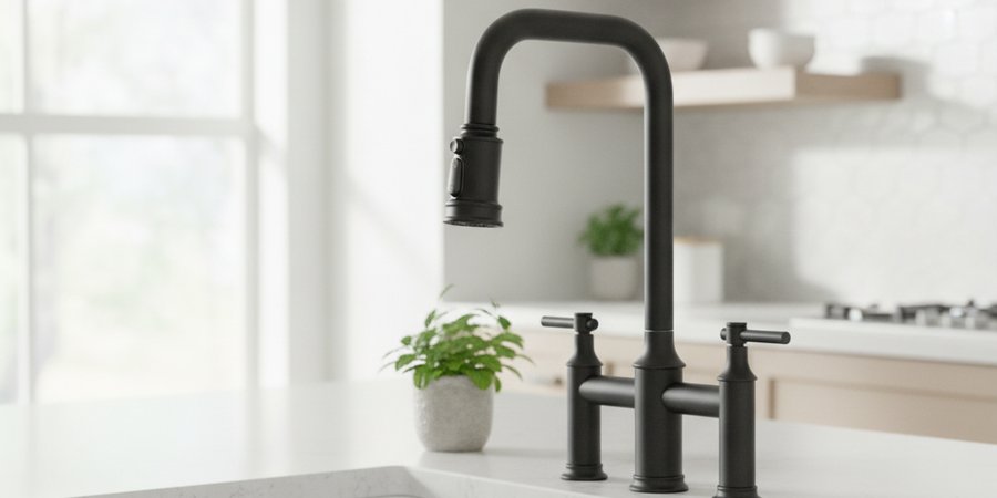 8 Inch Centerset 3 Holes High Arc Black Bridge Kitchen Faucet With Pull Down Sprayer,99214000DB